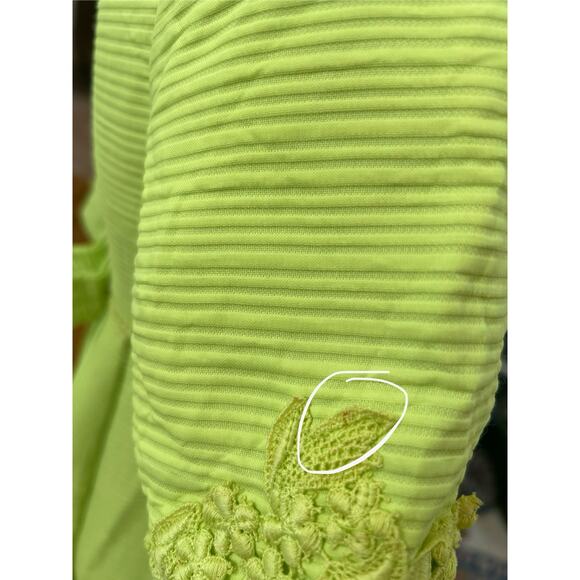 Vintage 60s Lime Green Lace Applique Maxi Party Dress - Picture 2 of 9